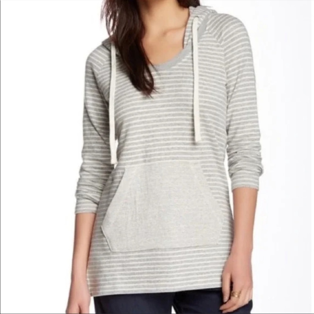 Standard James Perse Gray & White Stripe Hoodie